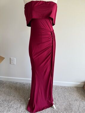 Amazon Strapless Maxi Dress in Deep Wine Red